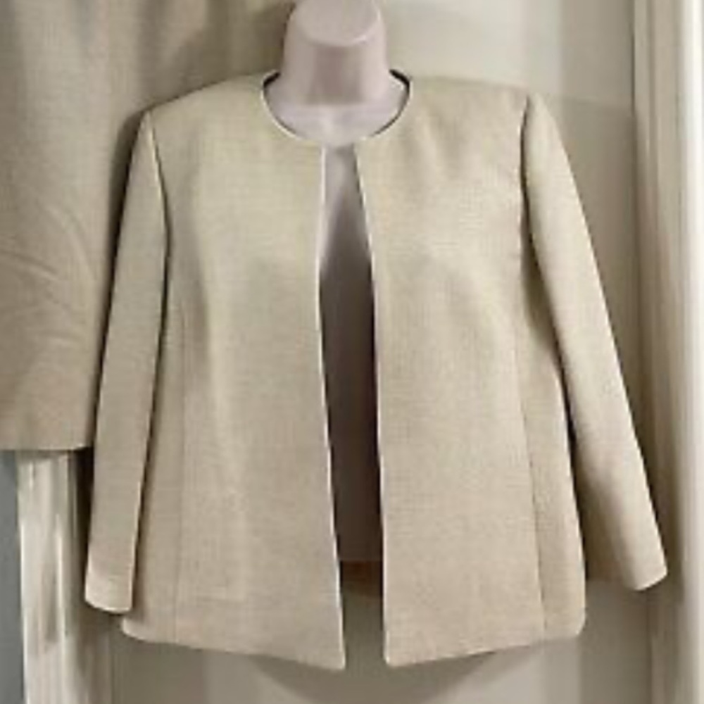 KASPER Beige Open Front Suit Jacket 6P NWT - Picture 3 of 10